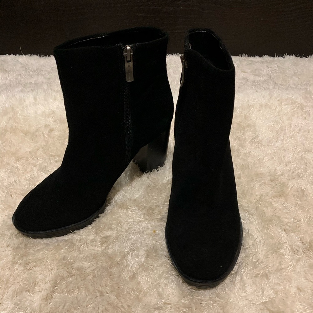 BCBG black suede boots